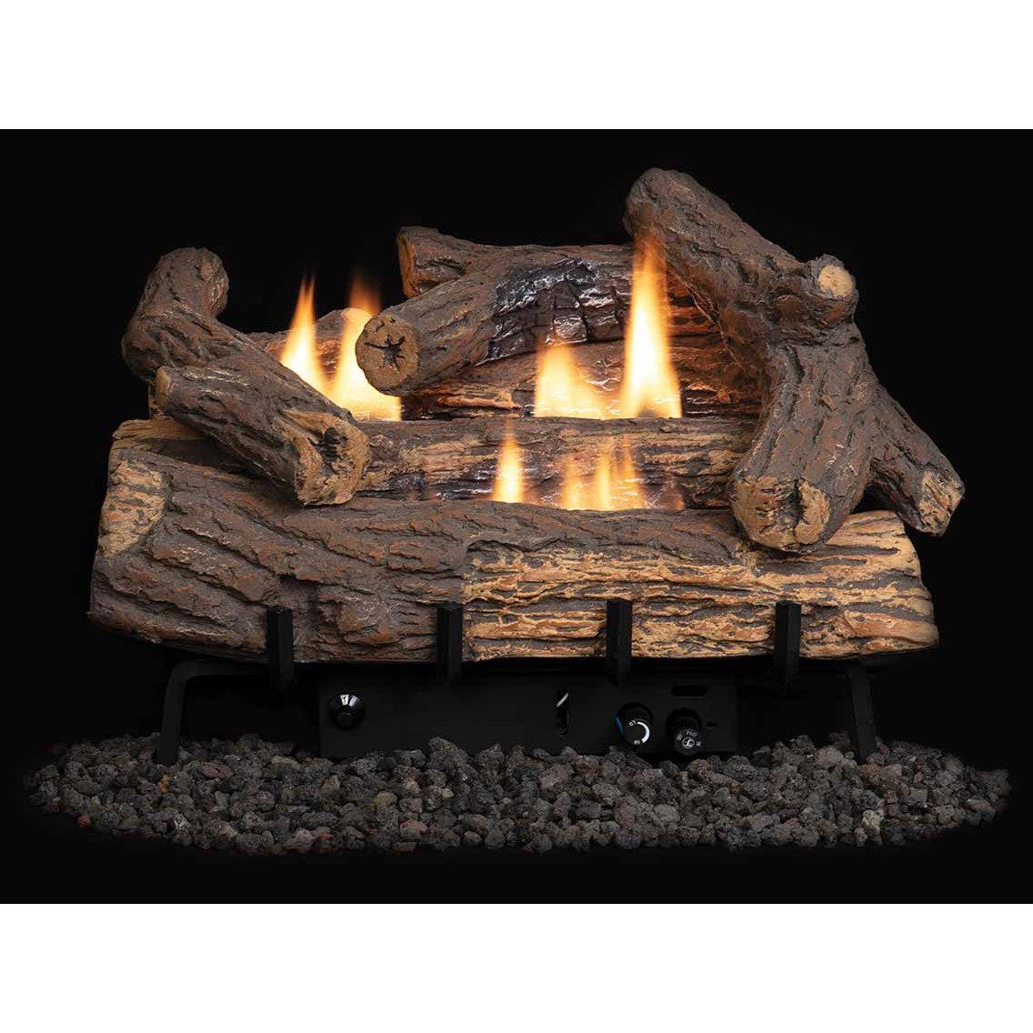 Superior Double-Flame Series Golden Oak 18" Ceramic Fiber Vent-Free Gas Log Set