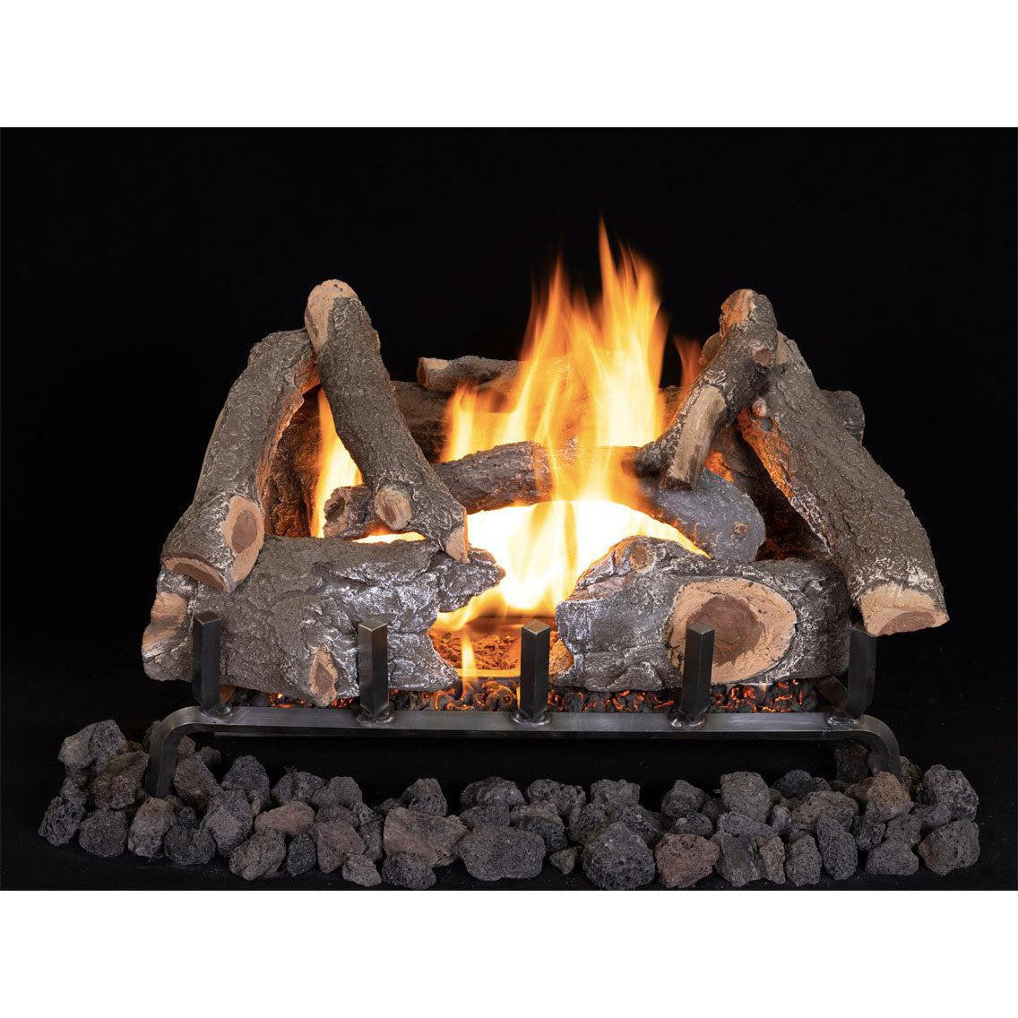 Superior Dual-Burner Series Ozark Charred Oak 24" 8-Piece Outdoor Vented Gas Log Set