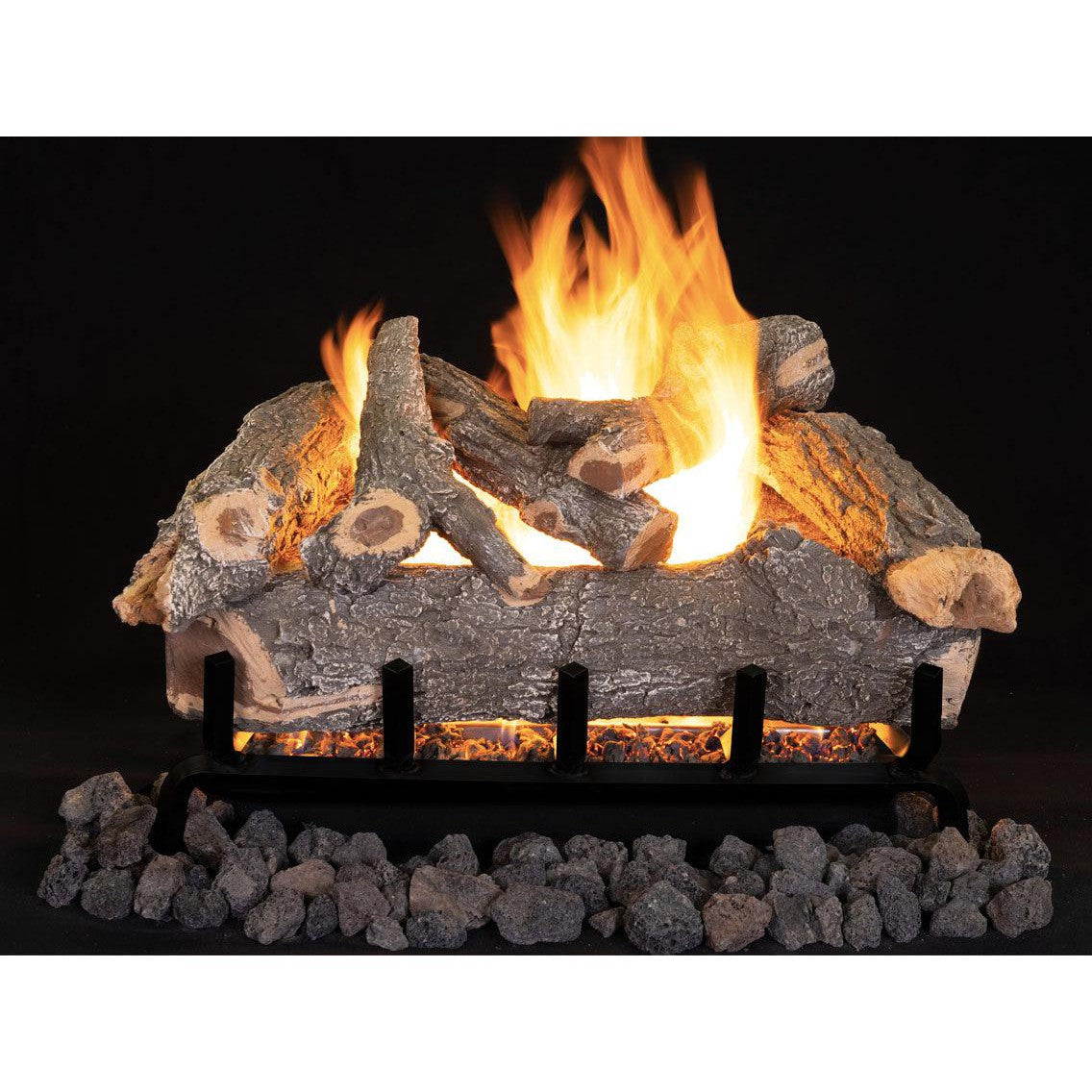 Superior Dual-Burner Series Smoky Weathered Oak 24" 7-Piece Vented Gas Log Set