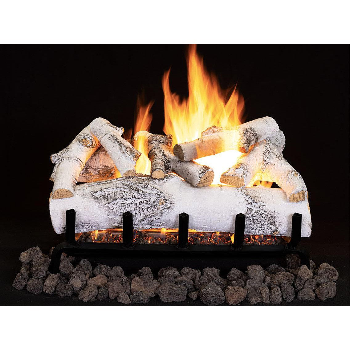 Superior Dual-Burner Ashton White Birch 36" 9-Piece Vented Gas Log Set