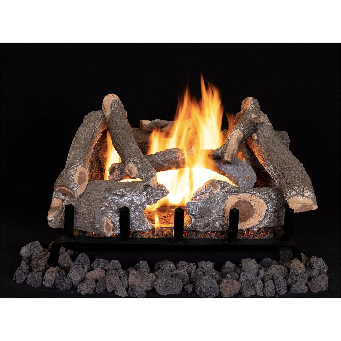 Superior Dual-Burner Ozark Charred Oak 30" 9-Piece Vented Gas Log Set