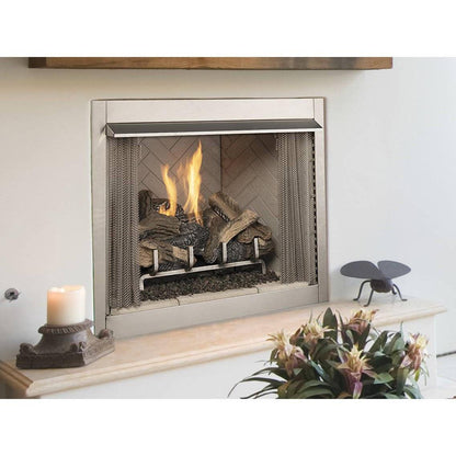 Superior VRE3236 36" Traditional Outdoor Vent-Free Natural Gas Fireplace With White Herringbone Refractory Panels