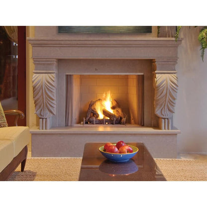 Superior VRE4336 36" Traditional Outdoor Vent-Free Natural Gas Fireplace With White Stacked Refractory Panels