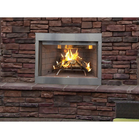 Superior WRE3036 36" Traditional Outdoor Wood Burning Fireplace With White Herringbone Refractory Panels