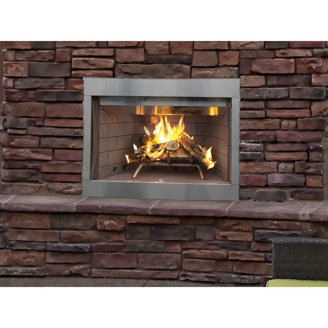 Superior WRE3036 36" Traditional Outdoor Wood Burning Fireplace With White Stacked Refractory Panels